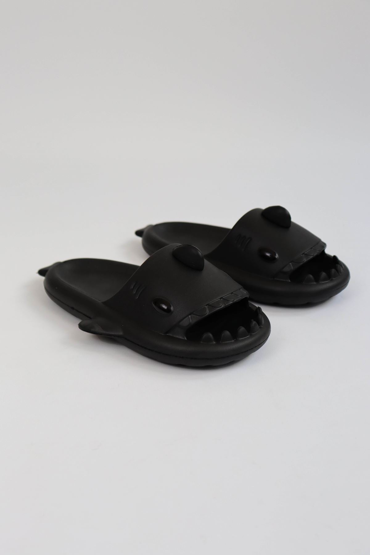 WG500 Köpekbalığı Siyah Unisex Tam Ortopedik Terlik Shark Slides