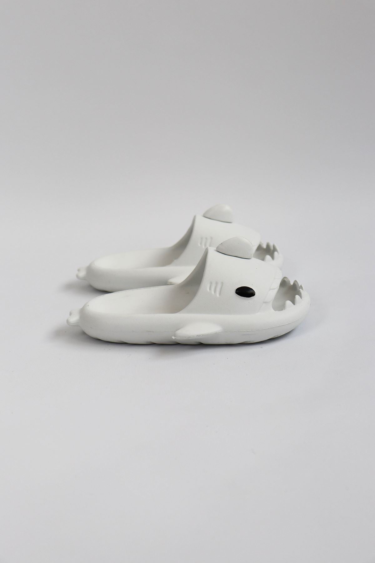 WG500 Köpekbalığı Beyaz Unisex Tam Ortopedik Terlik Shark Slides Cocuk