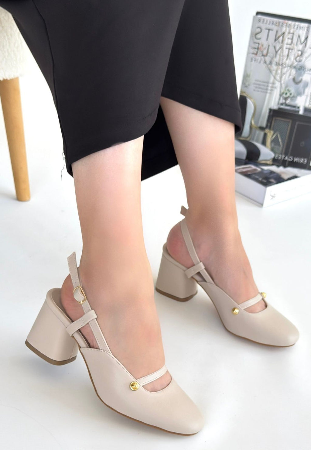 Jecci Bej Cilt Topuklu Ayakkabı