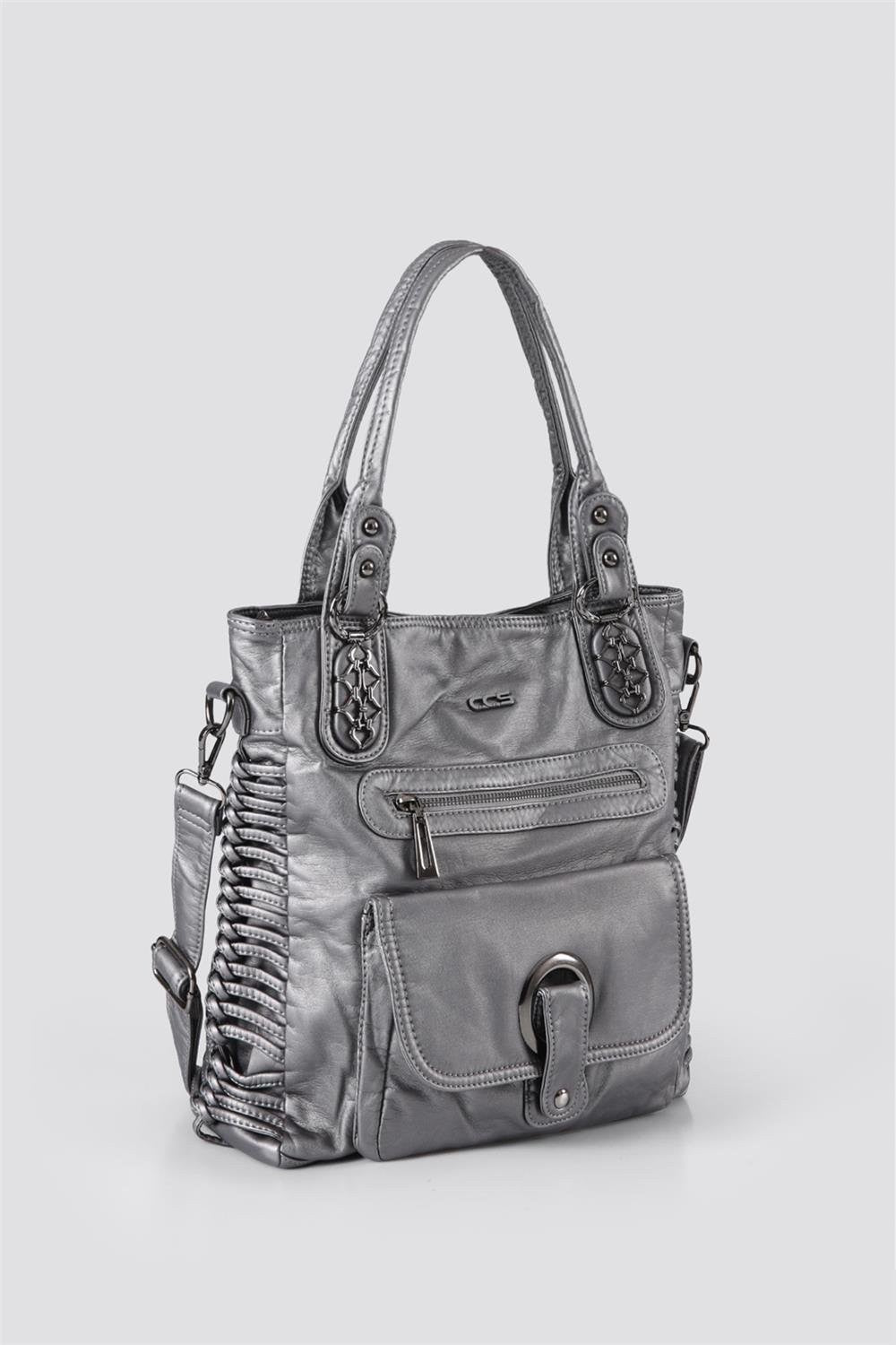 Deay Gri Cilt Omuz Çantası