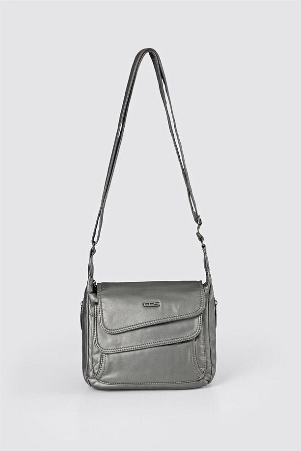 Jelli Gri Cilt Omuz Çantası
