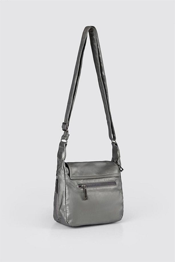 Jelli Gri Cilt Omuz Çantası