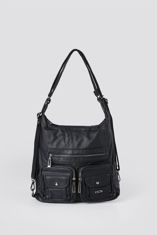 Kinya Siyah Cilt Omuz Çantası