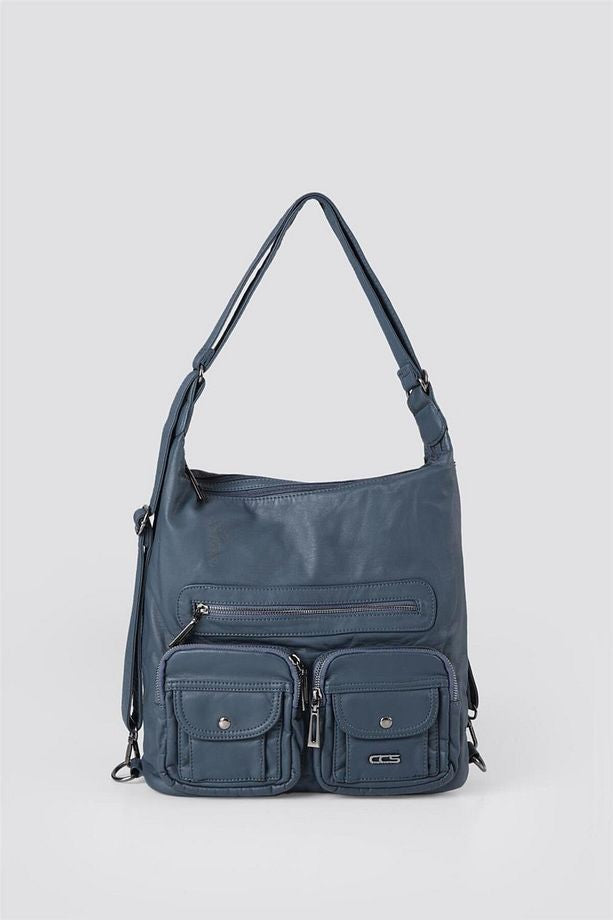 Kinya Mavi Cilt Omuz Çantası