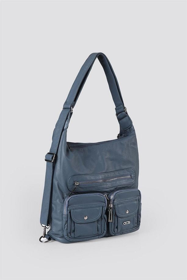 Kinya Mavi Cilt Omuz Çantası