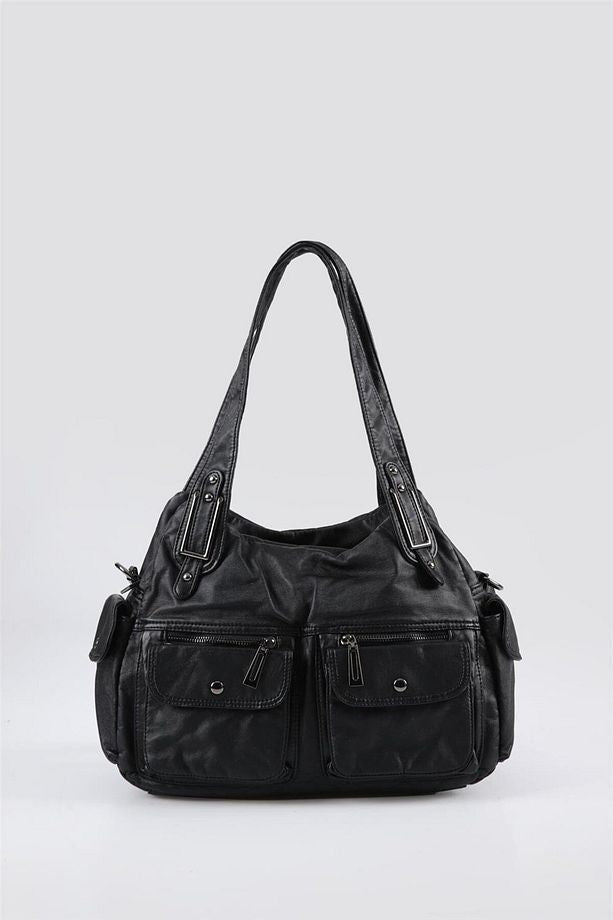 Oten Siyah Cilt Omuz Çantası