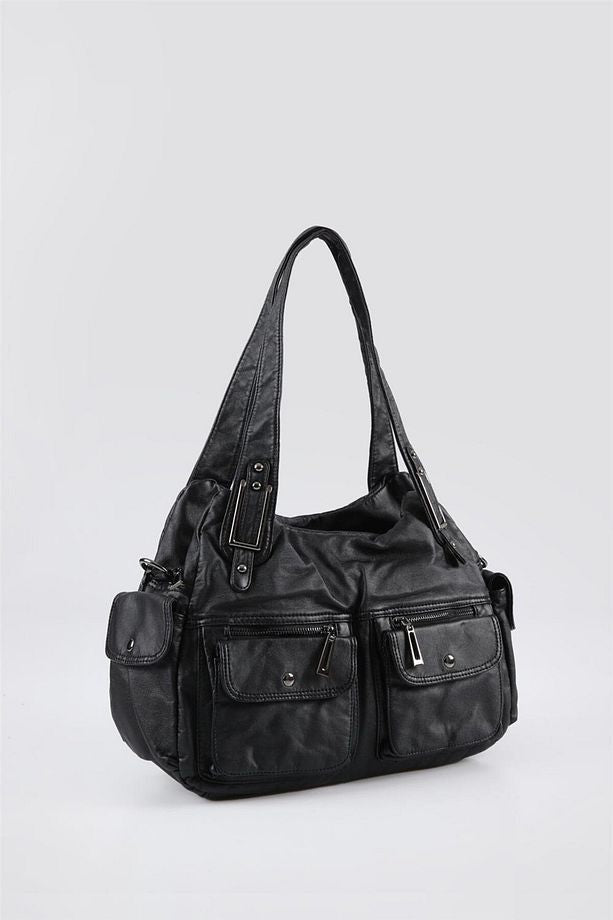 Oten Siyah Cilt Omuz Çantası