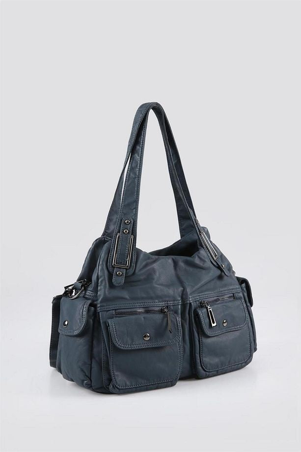 Oten Mavi Cilt Omuz Çantası