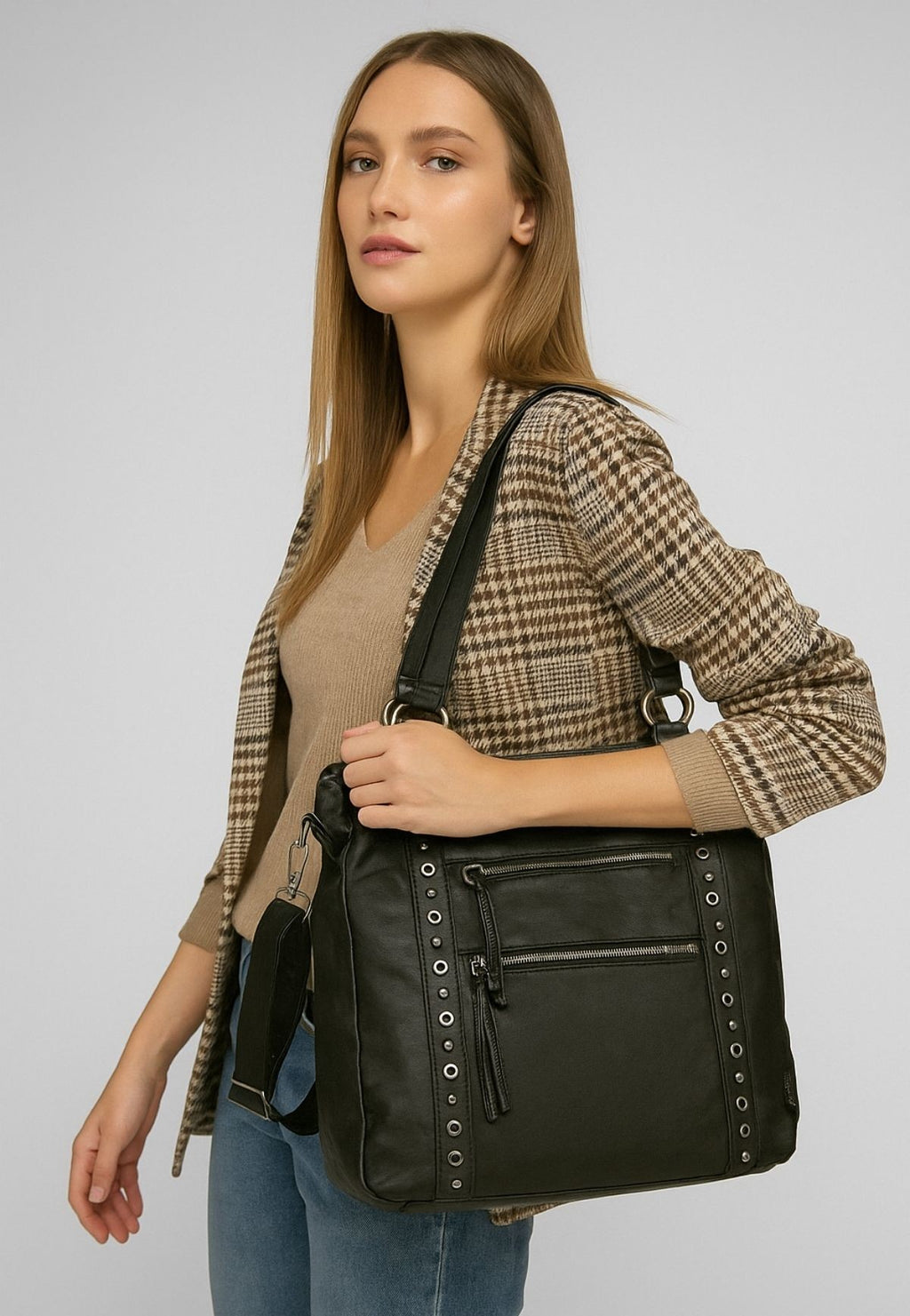 Çetya Siyah Cilt Omuz Çantası