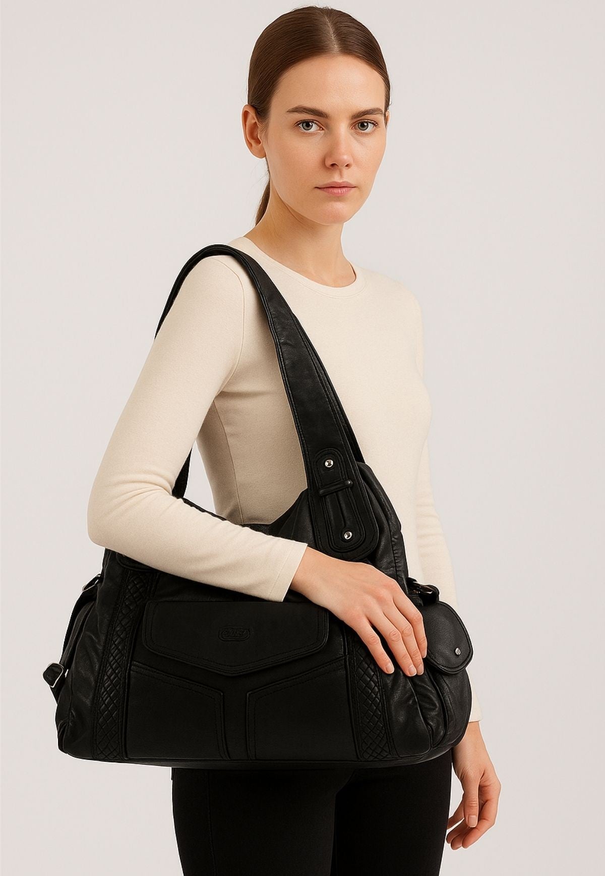 Batti Siyah Cilt Omuz Çantası