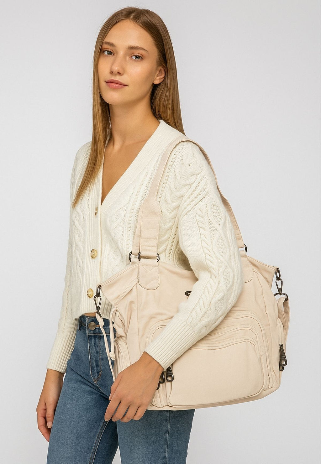 Giwer Bej Cilt Omuz Çantası