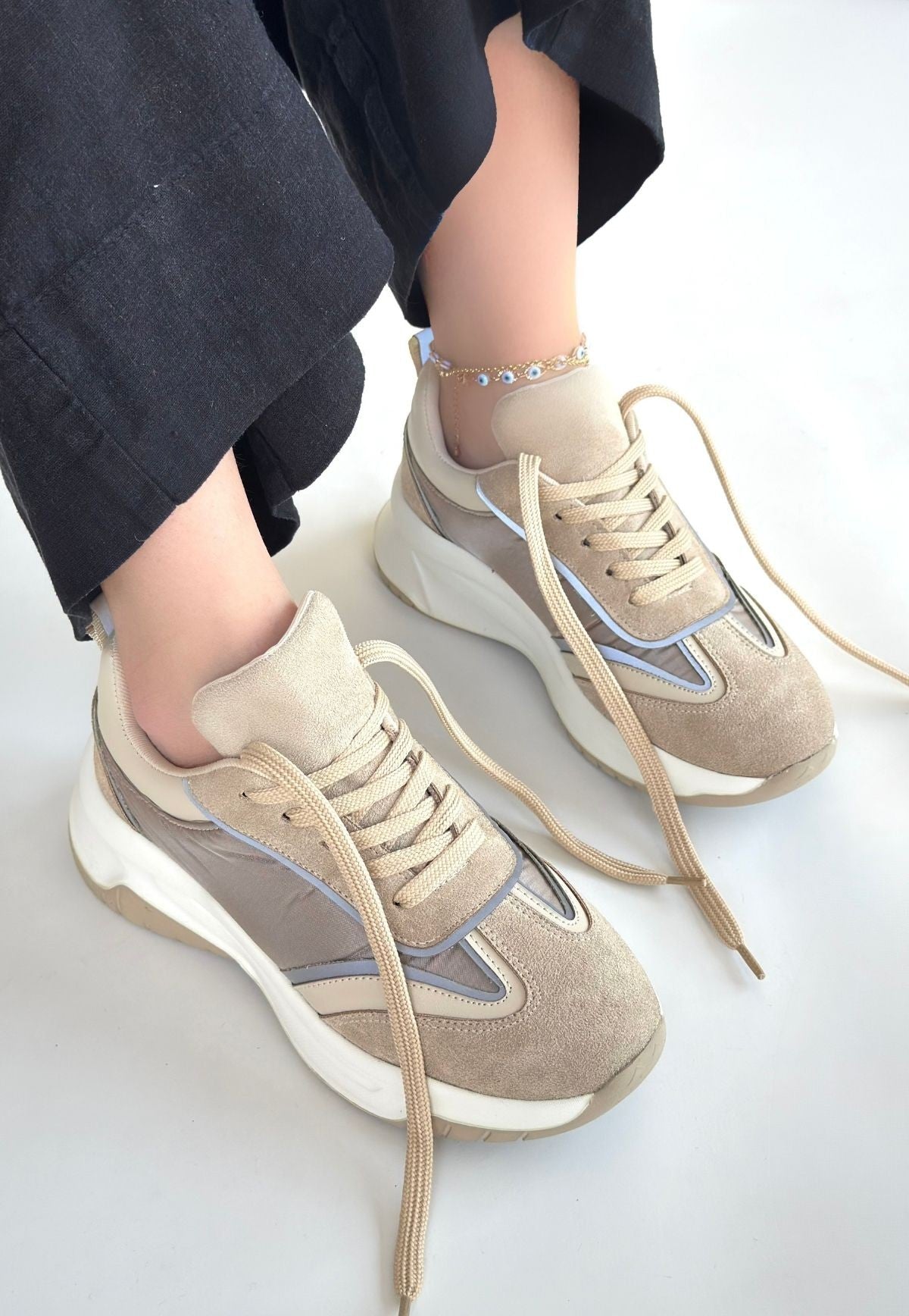 Mark Bej Süet Bağcıklı Spor Ayakkabı