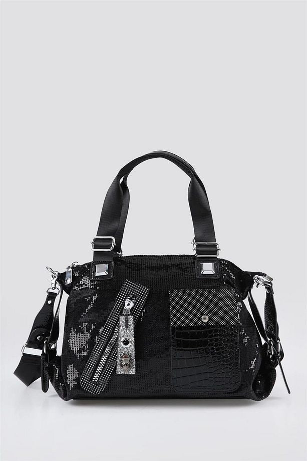 Merli Siyah Cilt Omuz Çantası