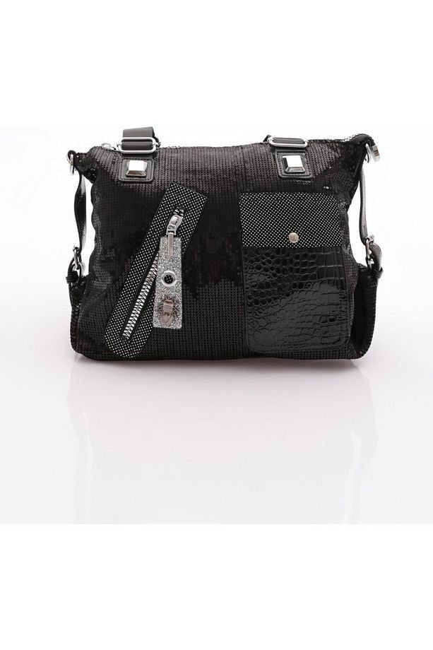 Merli Siyah Cilt Omuz Çantası