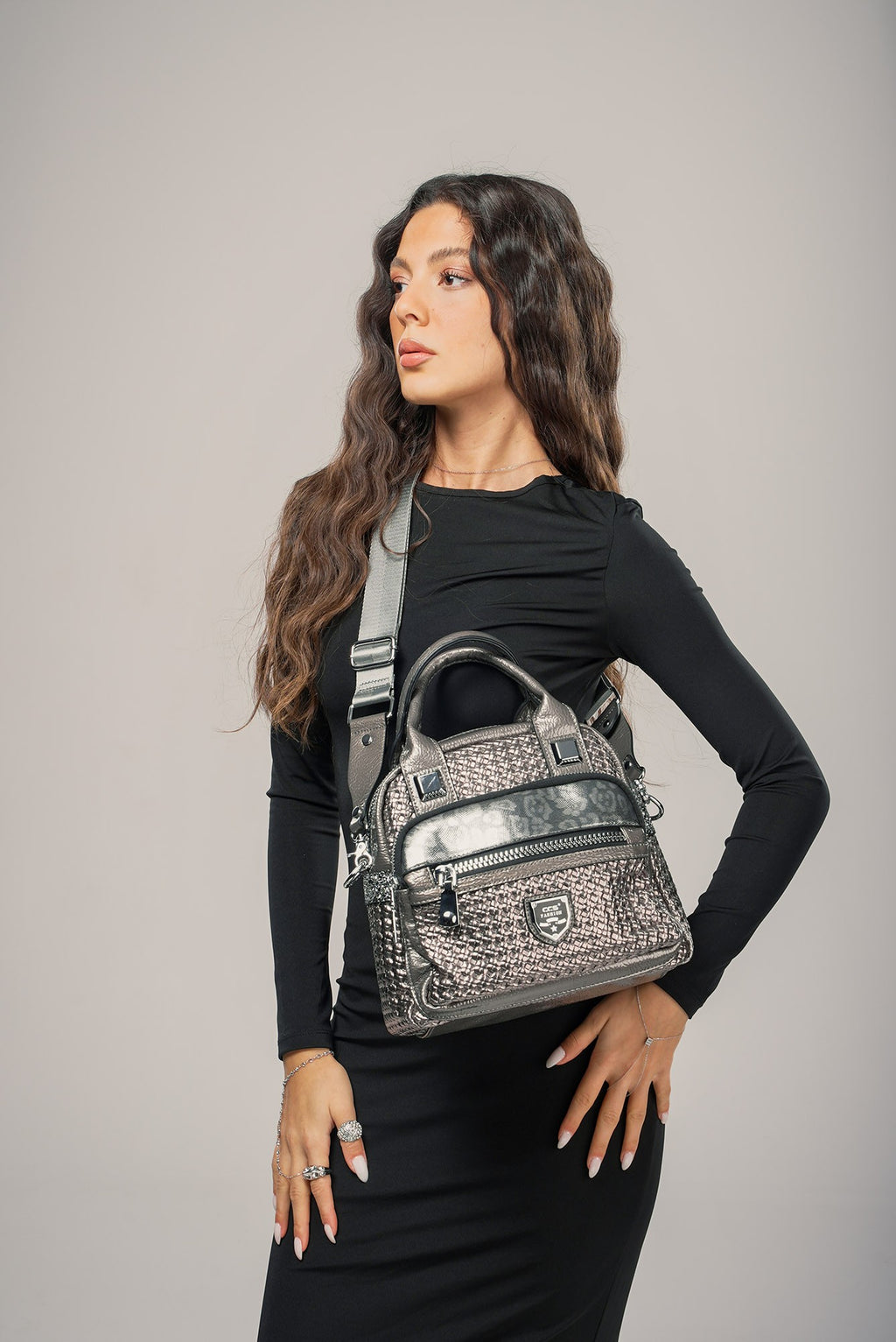 Karen Gri Cilt Omuz Çantası