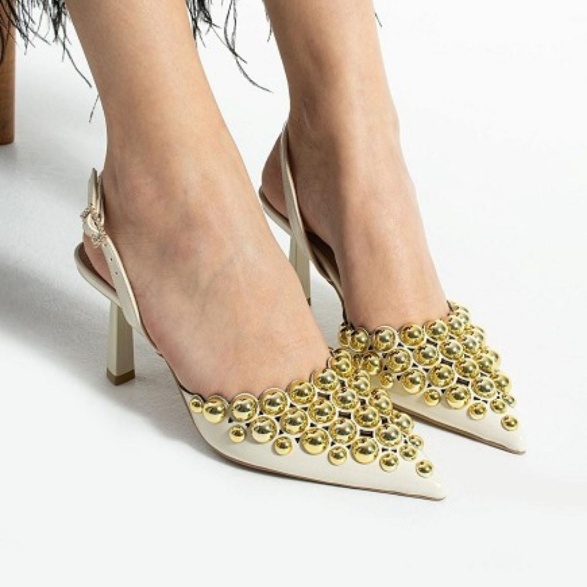 Makay Bej Rugan Topuklu Ayakkabı