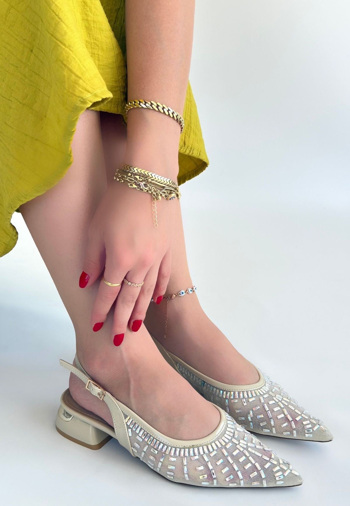 Piga Ten Cilt Tüllü Topuklu Ayakkabı