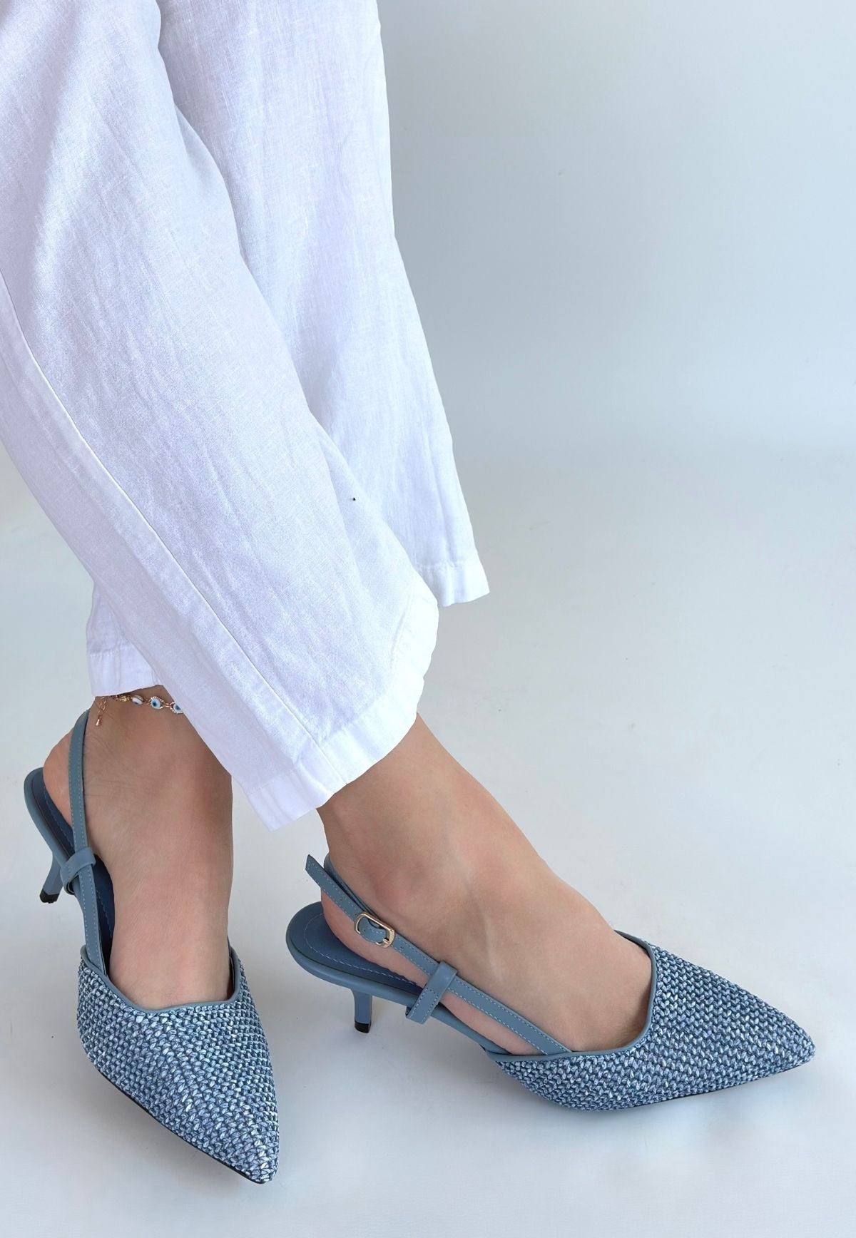 Natti Mavi Cilt Topuklu Ayakkabı