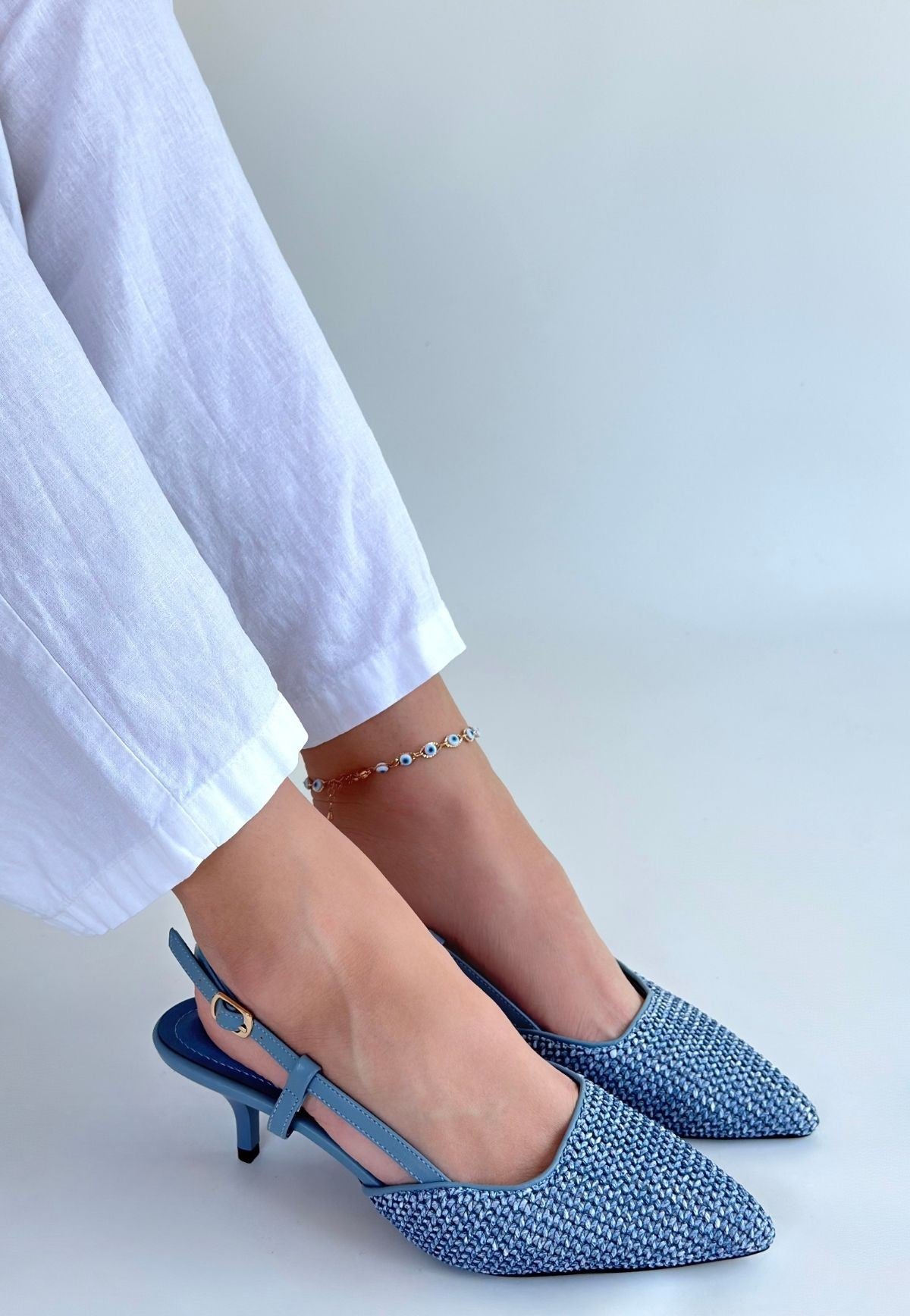 Natti Mavi Cilt Topuklu Ayakkabı