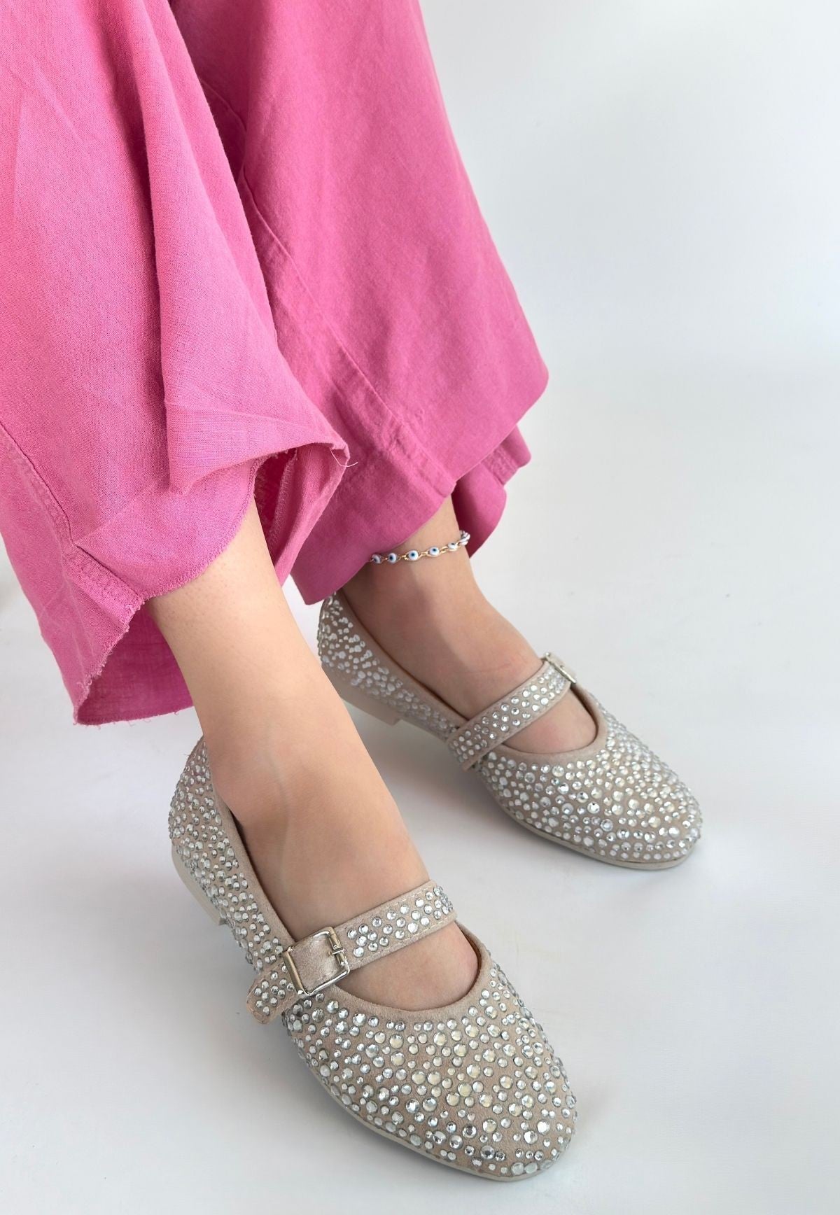 Denya Bej Süet Babet Ayakkabı