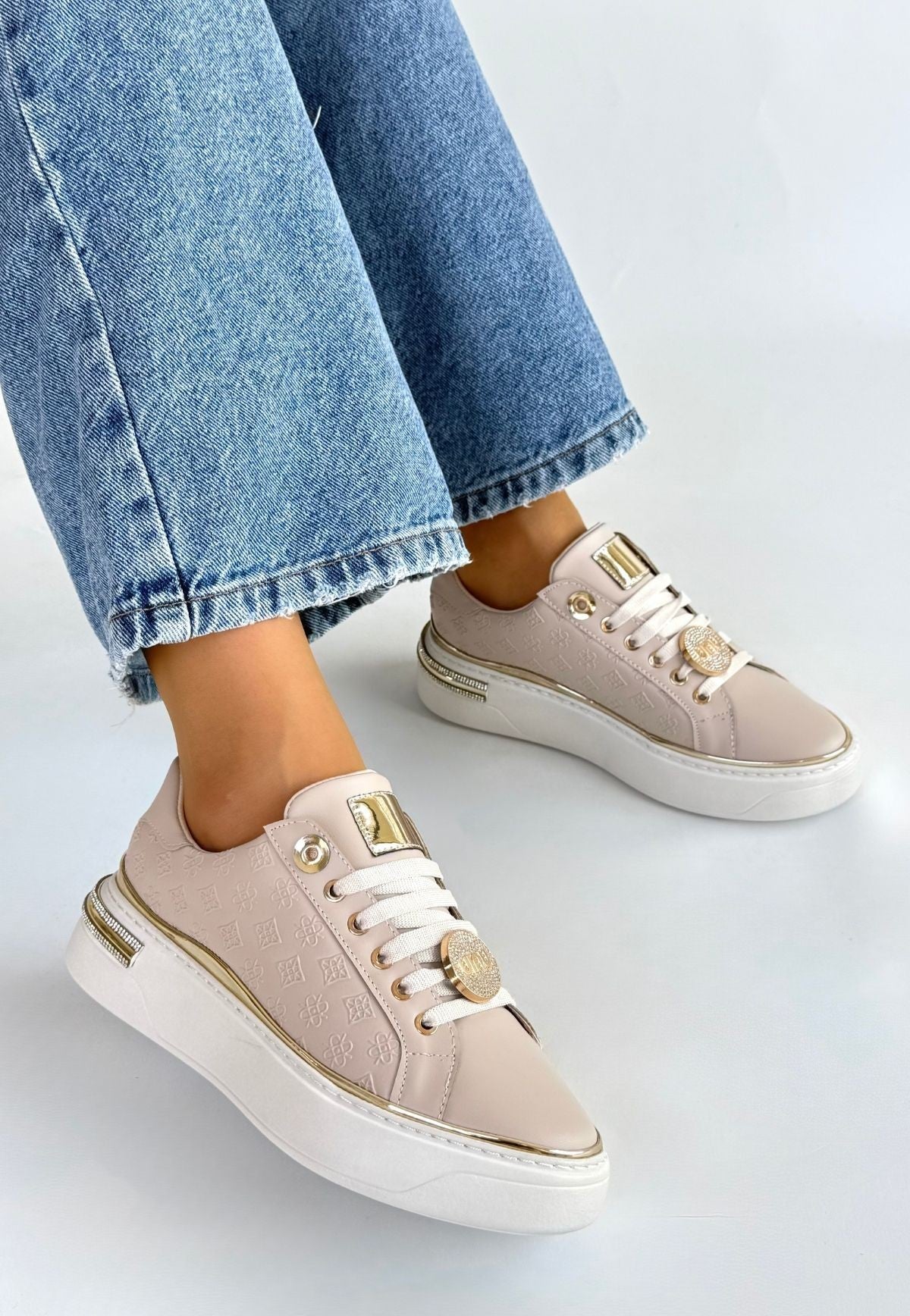 Jlar Bej Cilt Bağcıklı Spor Ayakkabı