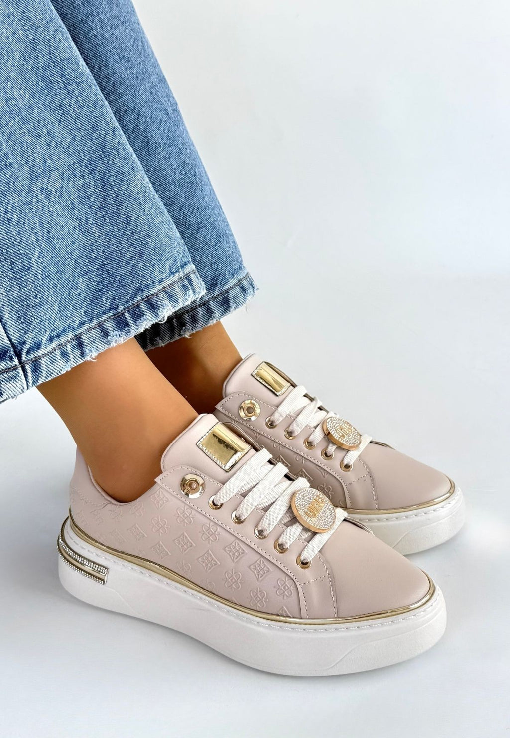 Jlar Bej Cilt Bağcıklı Spor Ayakkabı